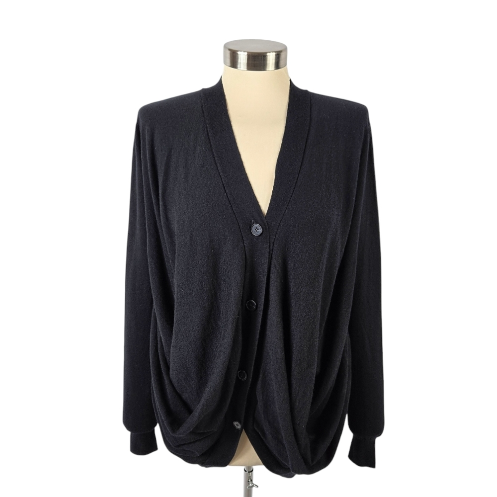 Yoon Cocoon Buttoned Down Black Draped Cardigan - image 1